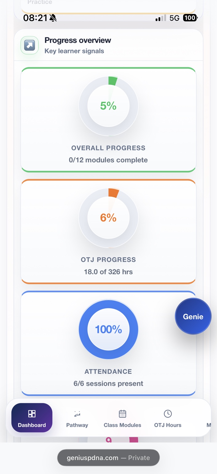 Mobile learner progress overview